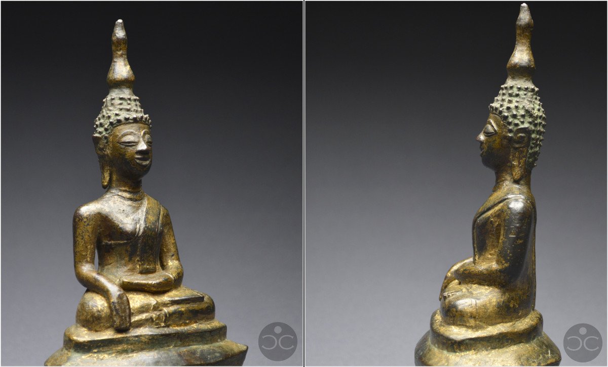 Laos, 18th Century, Buddha In Bumisparsha Mudra Position, Formerly Lacquered And Gilded Bronze -photo-6