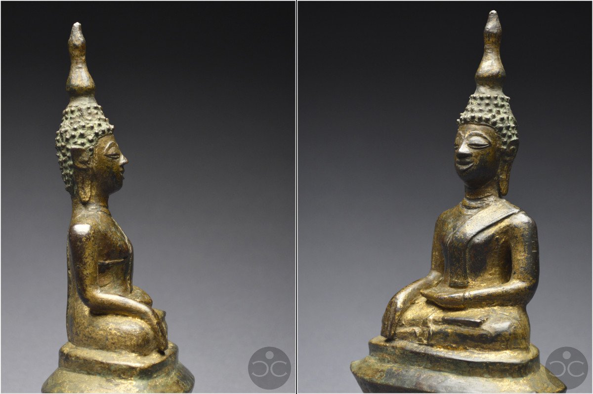 Laos, 18th Century, Buddha In Bumisparsha Mudra Position, Formerly Lacquered And Gilded Bronze -photo-8