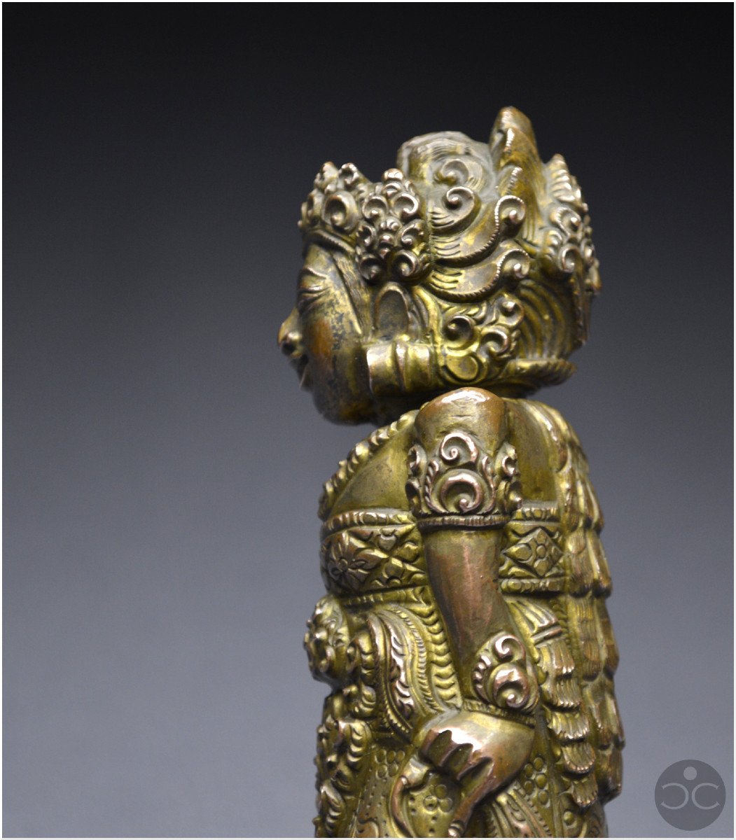 Indonésie, Bali, XVIème - XVIIème siècle, Manche de kriss anthropomorphe en alliage cuivreux-photo-4