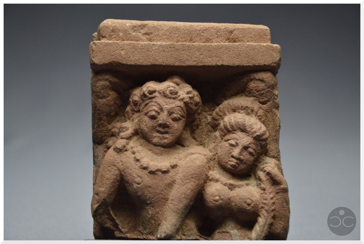 Inde, Période Médiévale, Xème - XIIème siècle, Représentation de Shiva et Parvati, Grès rouge-photo-3