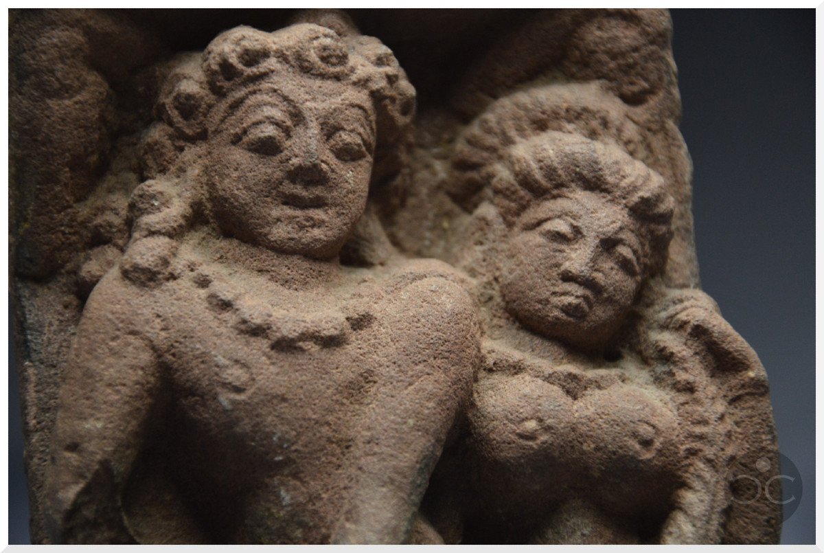Inde, Période Médiévale, Xème - XIIème siècle, Représentation de Shiva et Parvati, Grès rouge-photo-3