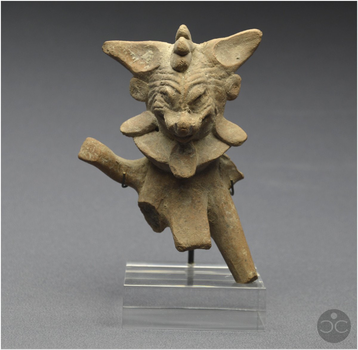 Mexique, 450 - 750 ap J. -C., Culture Veracruz, Sifflet rituel anthropo-zoomorphe, Terre cuite-photo-2