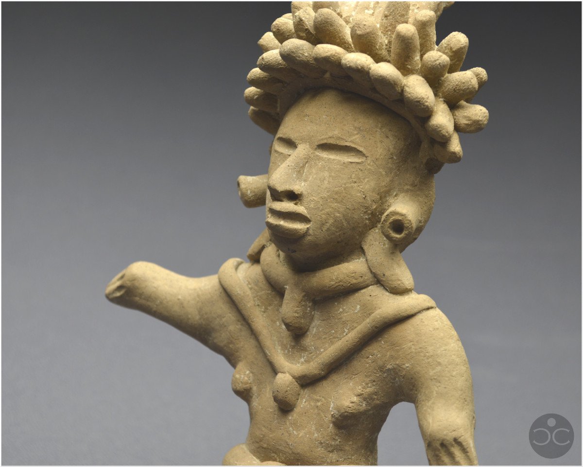 Mexique, 450 - 750 ap J. -C, Culture Veracruz, Statuette d'un prêtre richement paré, Céramique-photo-7
