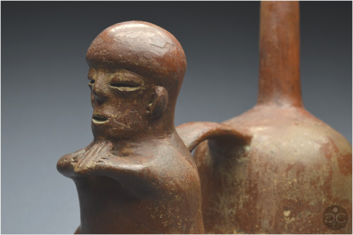 Équateur, 1000 - 500 av J.-C, Culture Chorrera, Vase rituel anthropomorphe, Céramique vernissée-photo-6