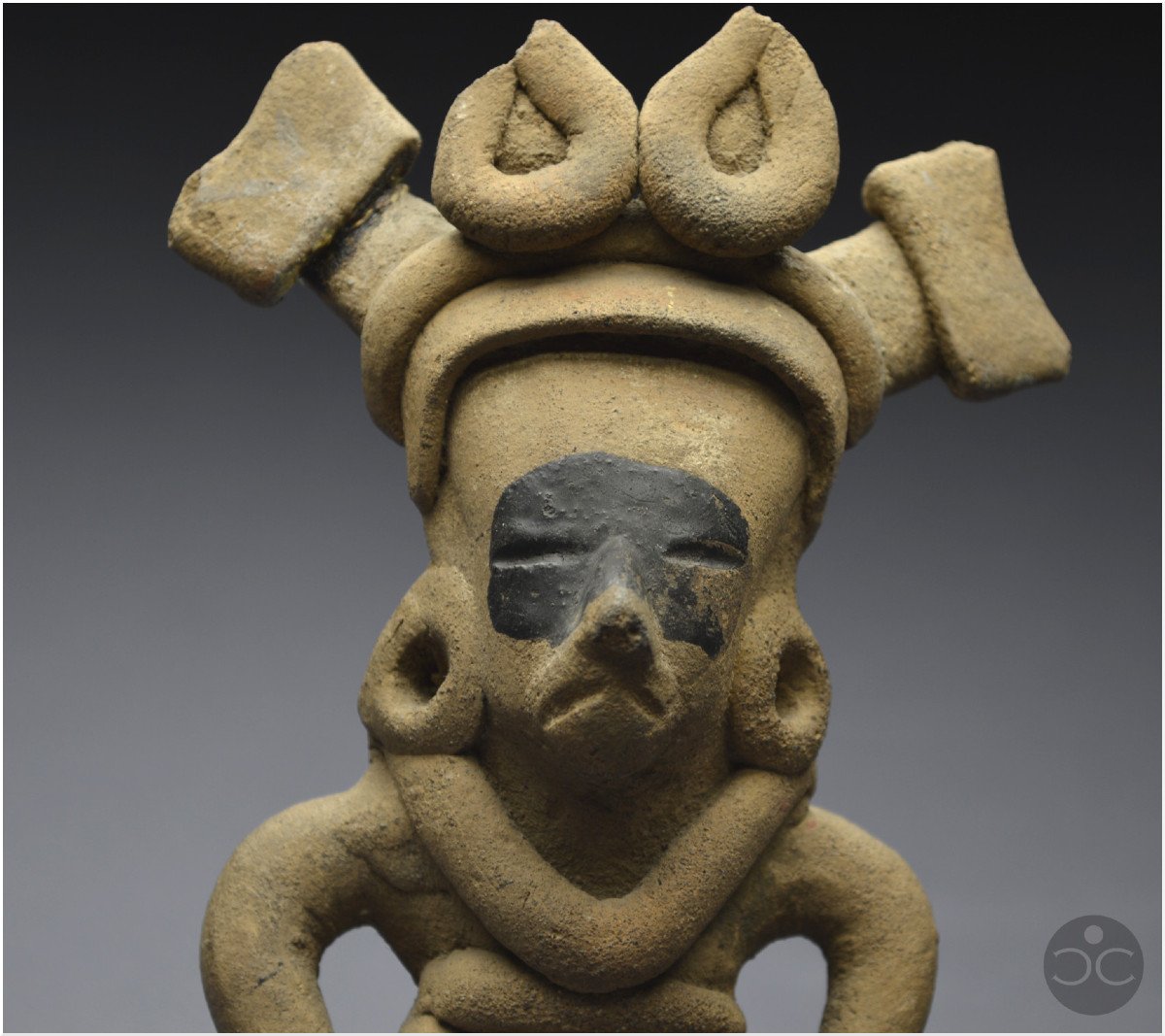 Mexique,  450 - 750 ap J. -C, Culture Veracruz, Sifflet rituel anthropomorphe, Céramique beige-photo-5