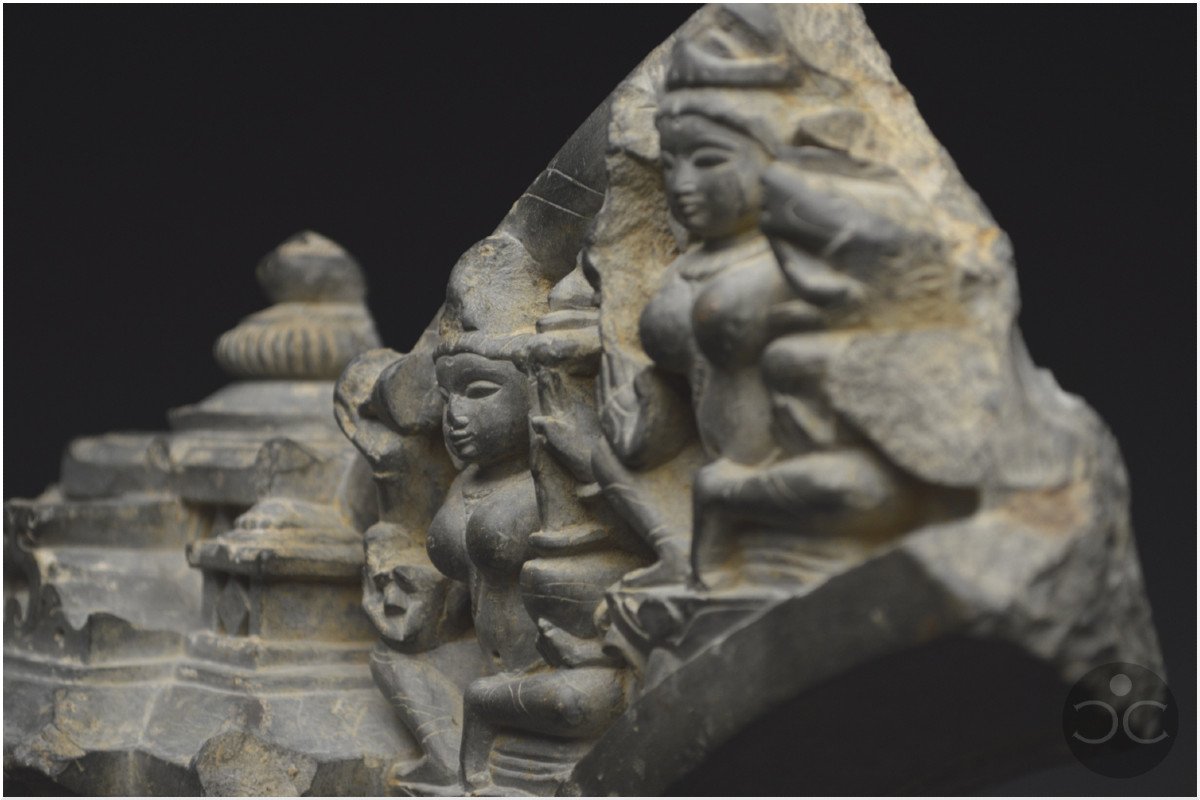 India, 15th Century, Fragment Of Arch Representing Mother Goddesses Saptamatrika, Grey  Stone-photo-4