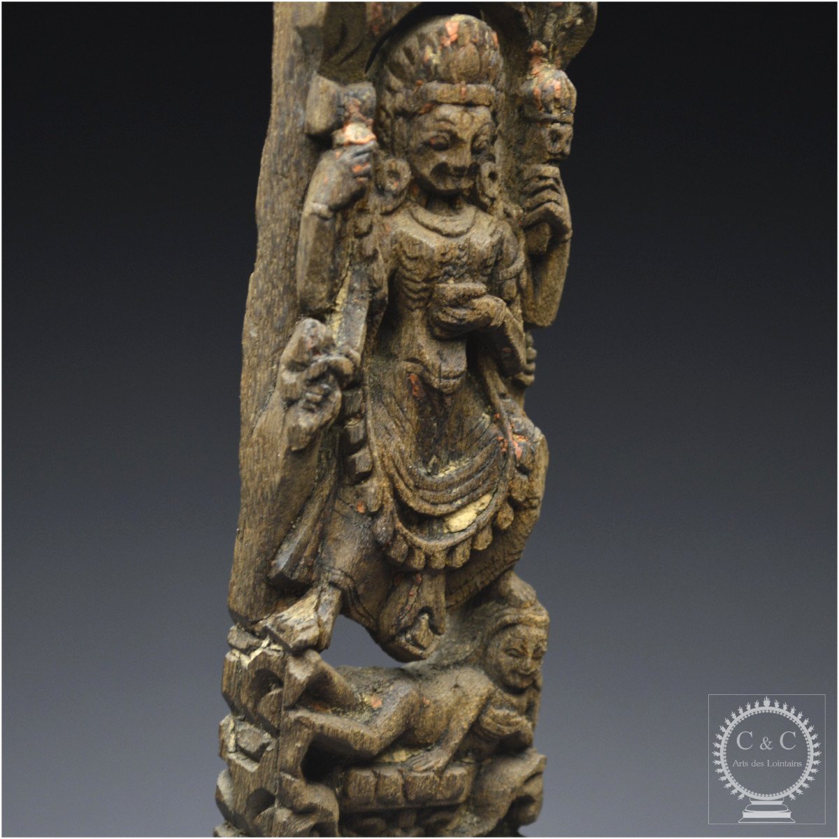 Nepal, 16th - 17th Century, Wooden Sculpture Of Kali In Her Wrathful Aspect -photo-1