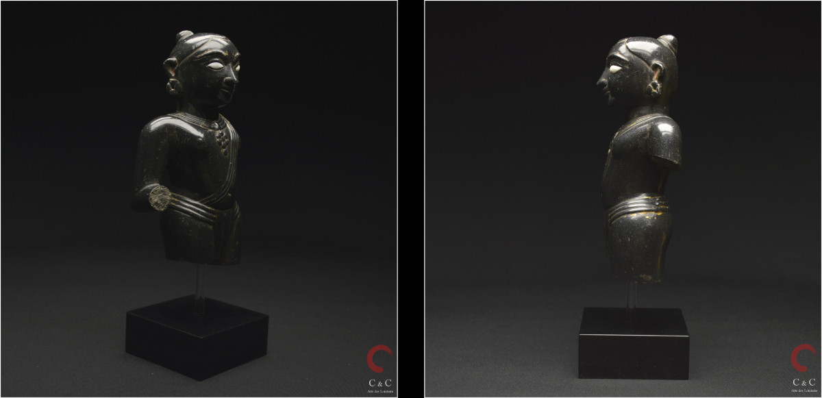 India, Gujarat State, Medieval Period, 15th Century, Representation Of Krishna, Black Marble-photo-2