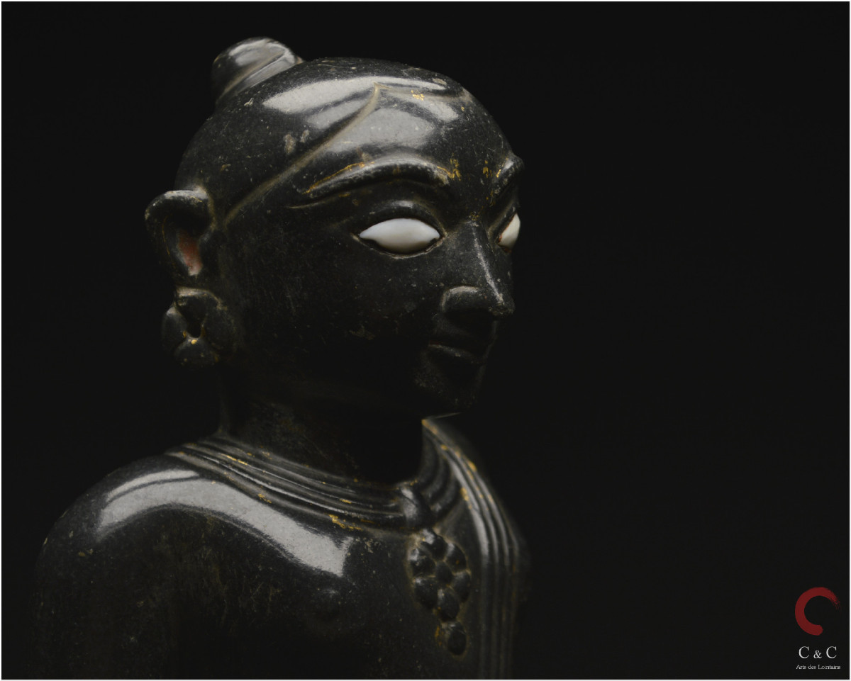 India, Gujarat State, Medieval Period, 15th Century, Representation Of Krishna, Black Marble-photo-5