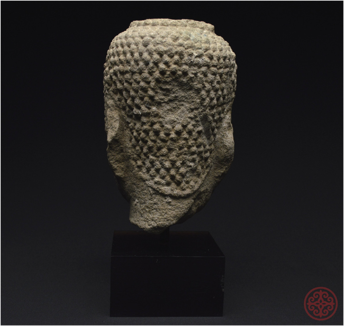 Ancient Kingdom Of Siam, Ayutthaya School, 16th Century, Sandstone Buddha Head On A Stand-photo-1