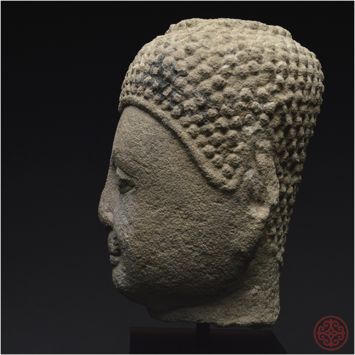 Ancient Kingdom Of Siam, Ayutthaya School, 16th Century, Sandstone Buddha Head On A Stand-photo-7