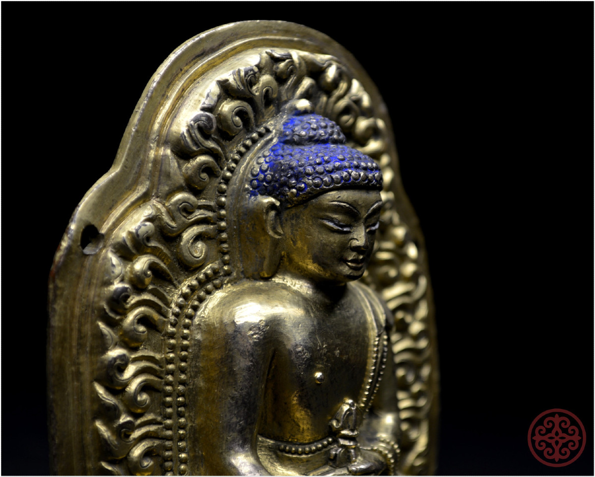 Tibet, 18th Century, Representation Of The Buddha Of The Pure Land, Gilded Polychrome Bronze-photo-6