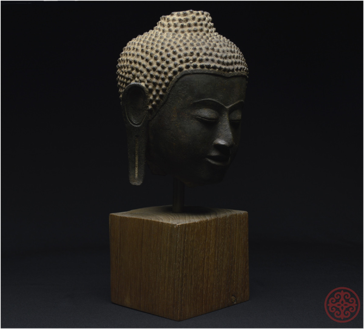Ancient Kingdom Of Siam, Ayutthaya School, 14th-15th Century, Bronze Buddha Head-photo-2