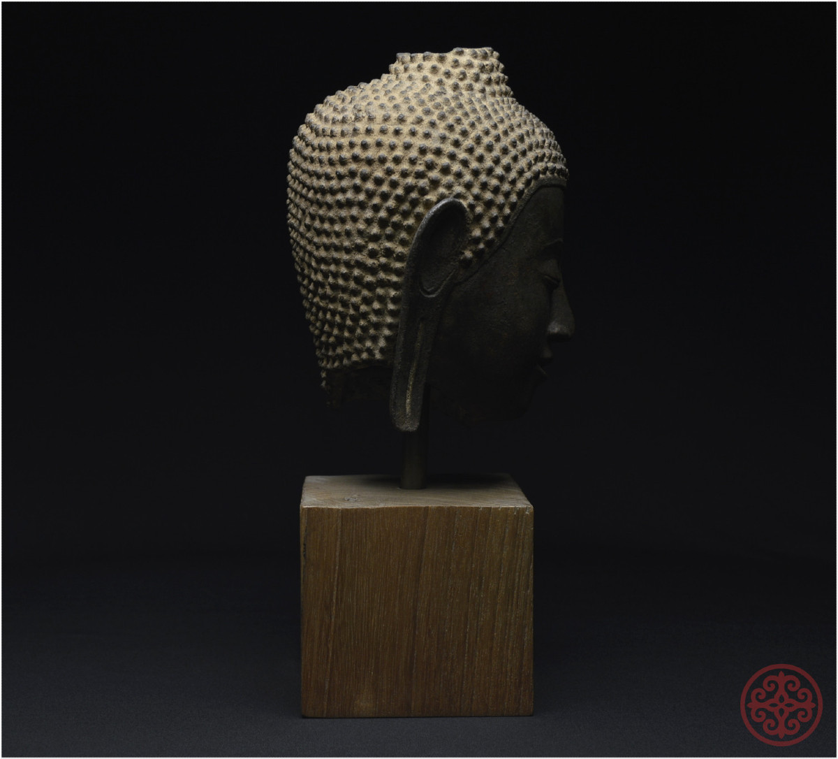 Ancient Kingdom Of Siam, Ayutthaya School, 14th-15th Century, Bronze Buddha Head-photo-3