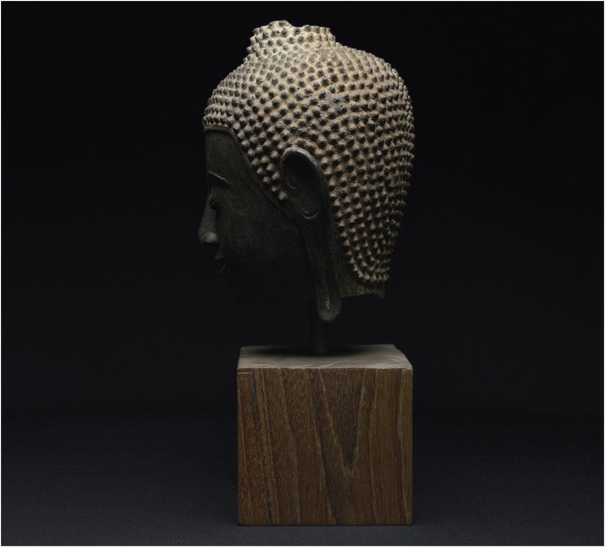 Ancient Kingdom Of Siam, Ayutthaya School, 14th-15th Century, Bronze Buddha Head-photo-1