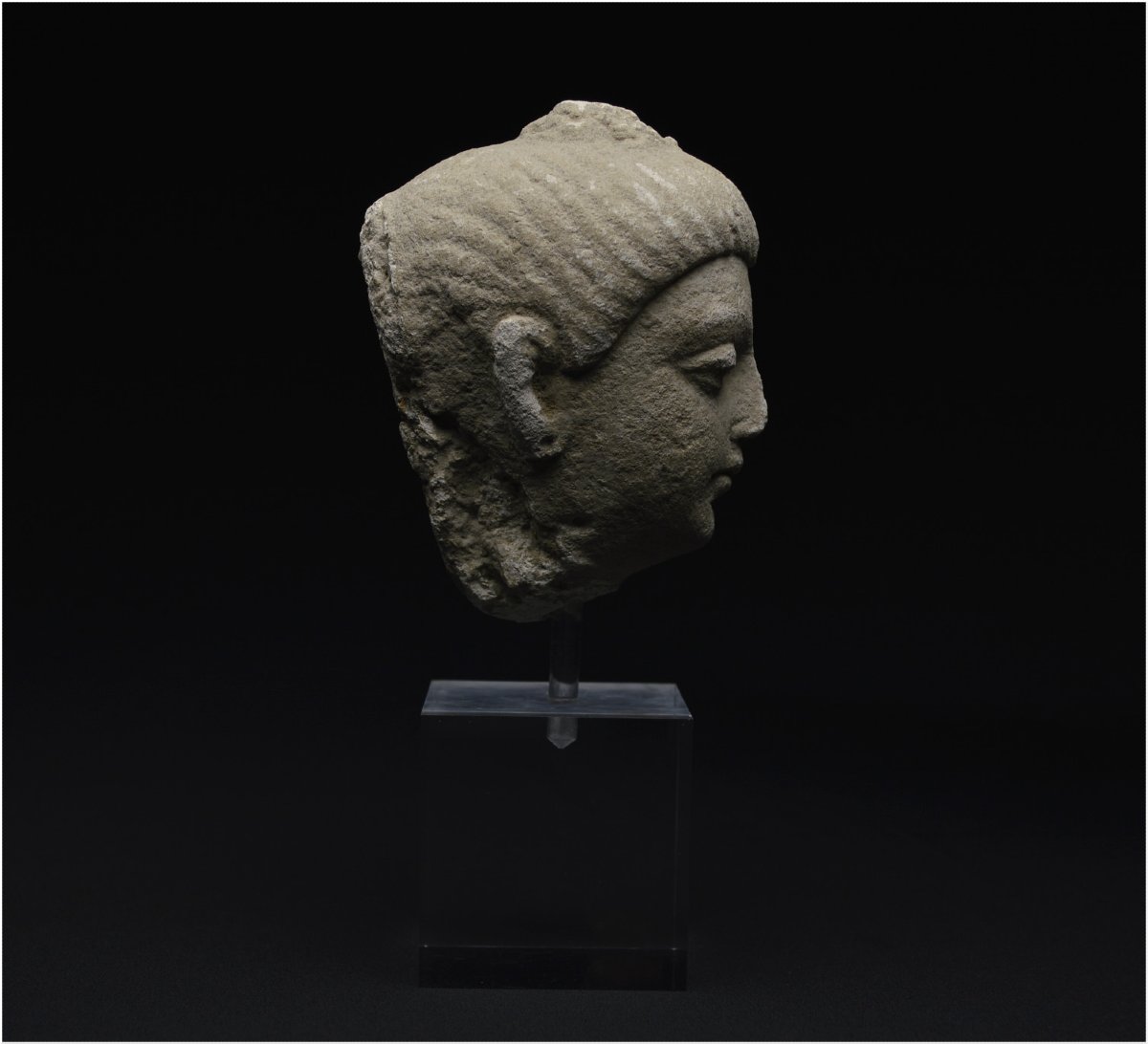 Afghanistan / Pakistan, Aire du Gandhara, IIème-IVème siècle ap J.  -C., Tête de Bouddha, Stuc-photo-3
