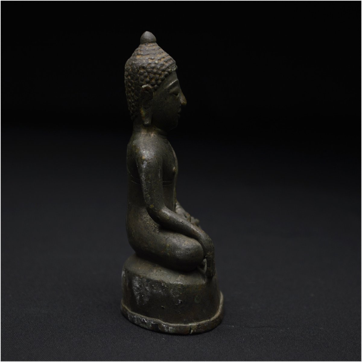 Ancien Royaume de Siam, XIXème siècle, Statuette du Bouddha Maravijaya en bronze-photo-3