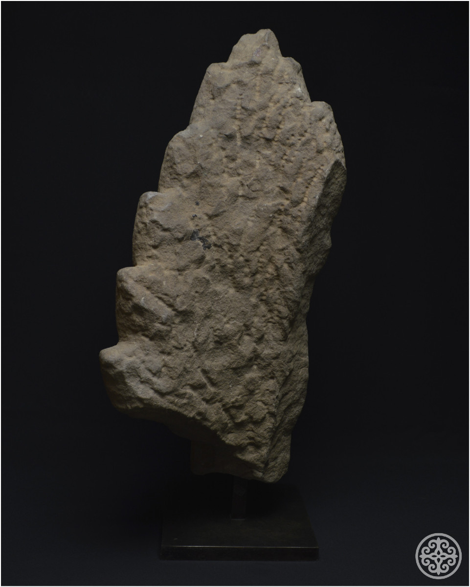 Vietnam, 10th-12th Century, Ancient Kingdom Of Champa, Large Antefix Decorated With A Dvarapala, Sandstone-photo-2