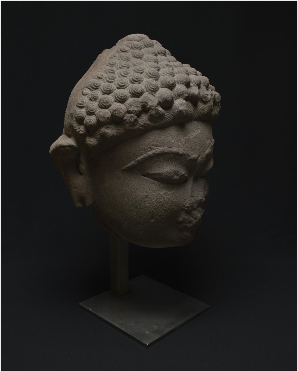 India, 5th Century Ad, Jain Culture, Important Sandstone Head Representing A Tirthankara-photo-2