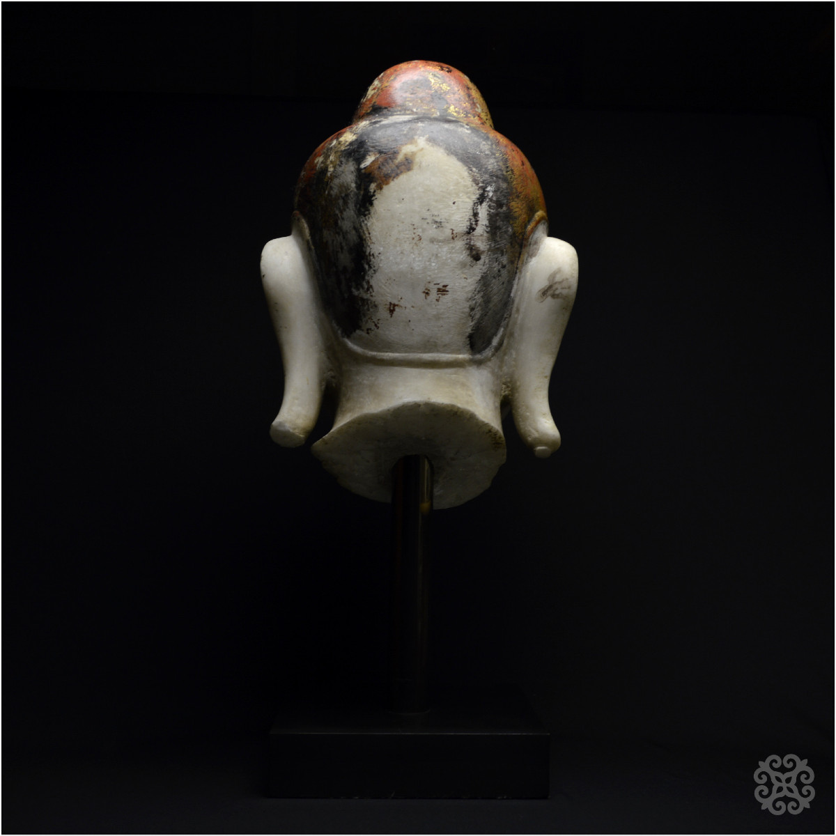 Burma, Konbaung Dynasty (1752 - 1885), Large Buddha Head, Lacquered And Gilded Marble-photo-2