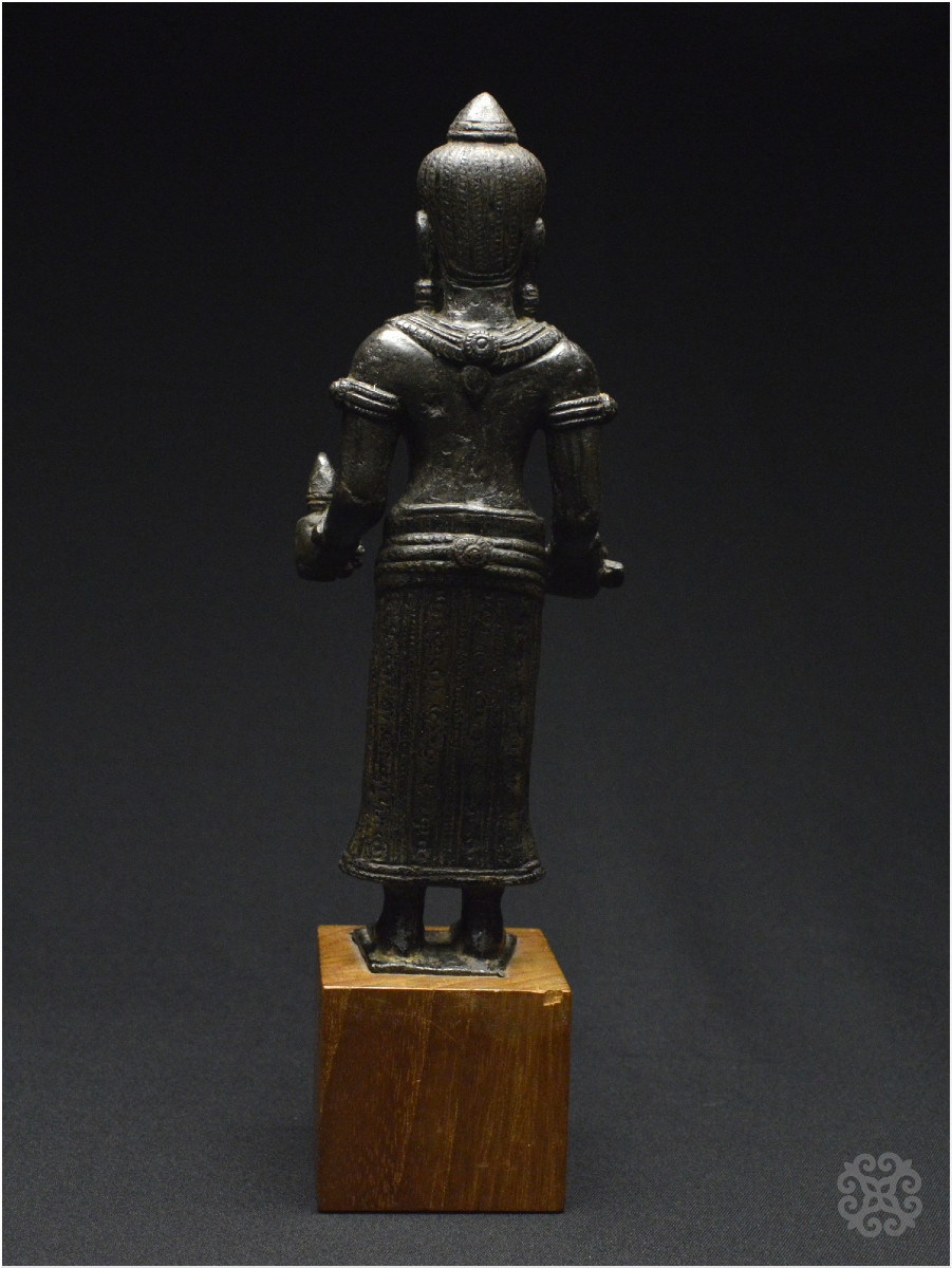 Ancient Khmer Empire, Angkorian Period, 12th–13th Century, Bronze Statuette Of Prajnaparamita-photo-4