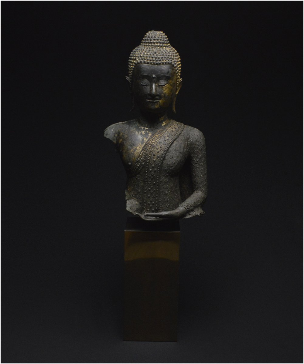 Former Kingdom Of Siam, First Half Of The 19th Century, Maravijaya Buddha Bust, Bronze-photo-2
