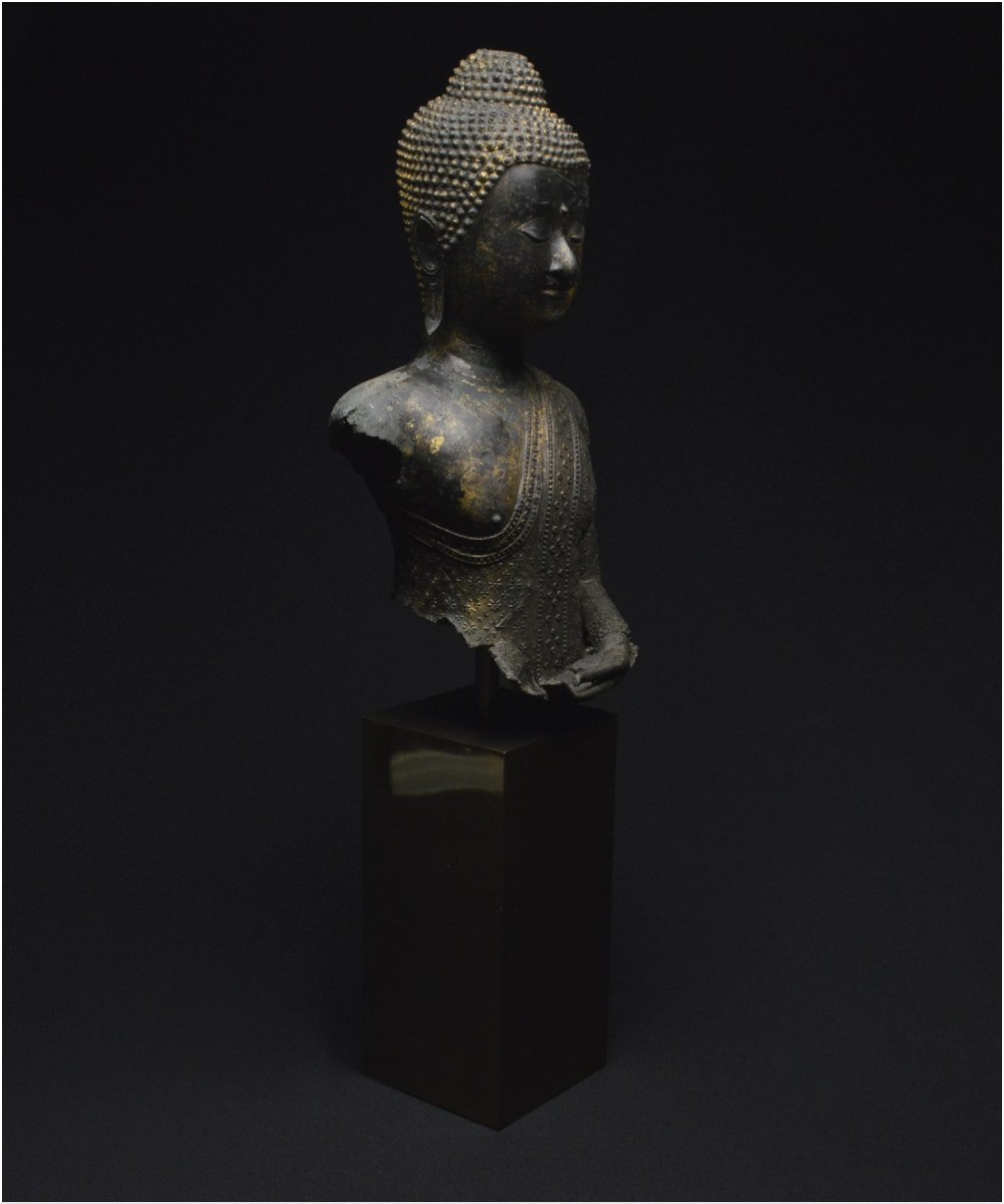 Former Kingdom Of Siam, First Half Of The 19th Century, Maravijaya Buddha Bust, Bronze-photo-3