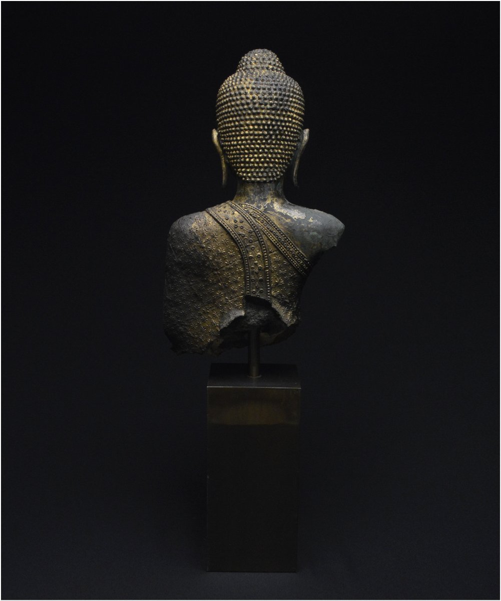 Former Kingdom Of Siam, First Half Of The 19th Century, Maravijaya Buddha Bust, Bronze-photo-4