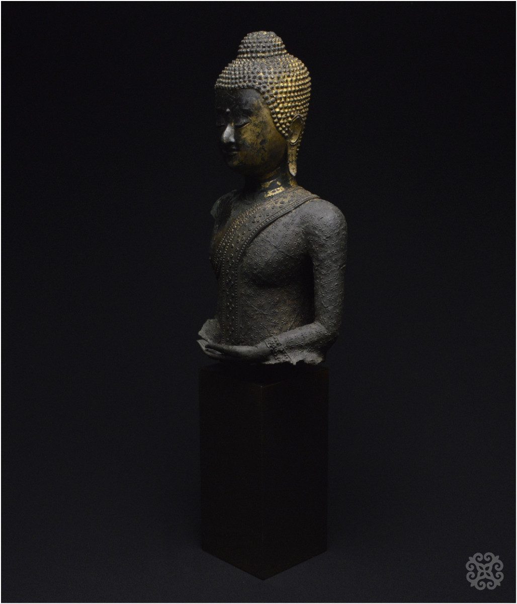 Ancien Royaume de Siam, Première moitié du XIXème siècle, Buste du Bouddha Maravijaya, Bronze -photo-4