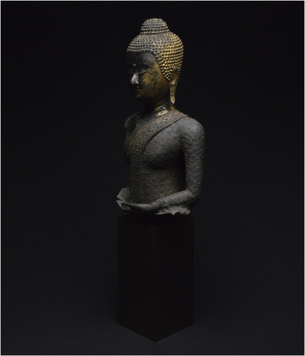 Former Kingdom Of Siam, First Half Of The 19th Century, Maravijaya Buddha Bust, Bronze-photo-1