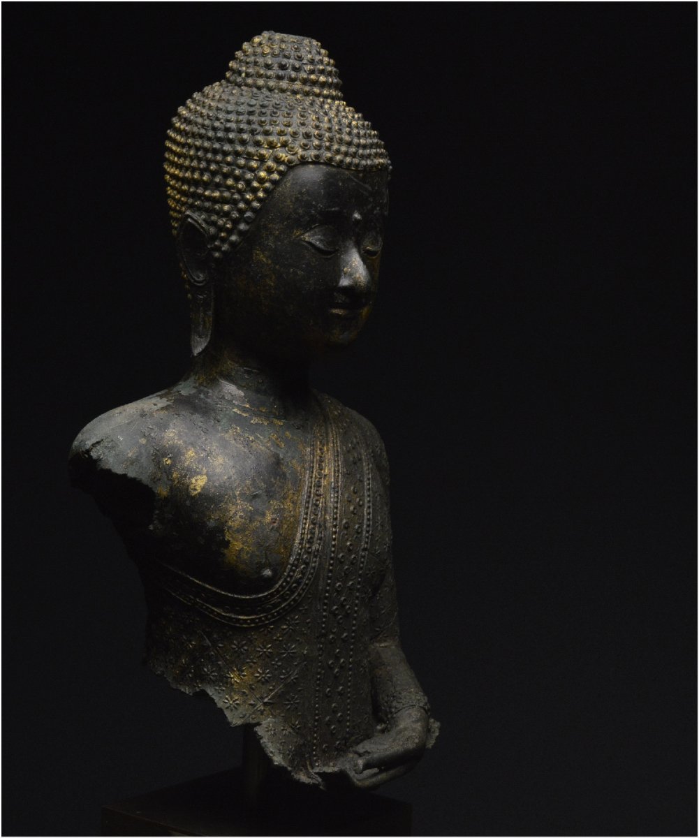 Former Kingdom Of Siam, First Half Of The 19th Century, Maravijaya Buddha Bust, Bronze-photo-2