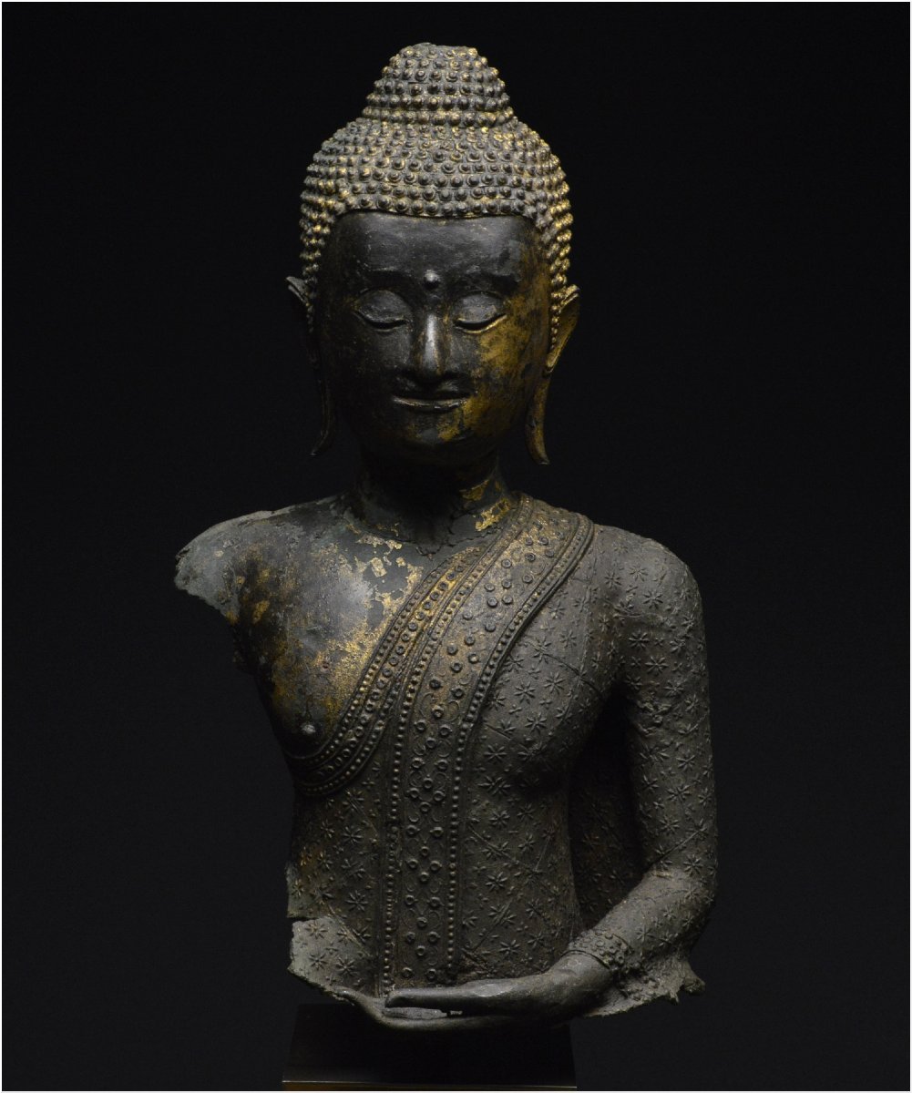 Former Kingdom Of Siam, First Half Of The 19th Century, Maravijaya Buddha Bust, Bronze-photo-3