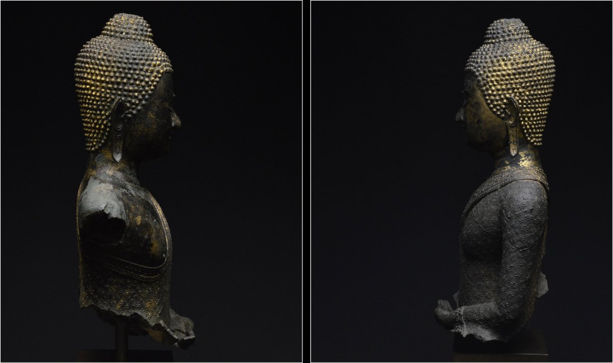Former Kingdom Of Siam, First Half Of The 19th Century, Maravijaya Buddha Bust, Bronze-photo-5