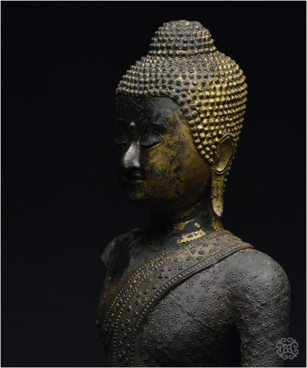 Ancien Royaume de Siam, Première moitié du XIXème siècle, Buste du Bouddha Maravijaya, Bronze -photo-8