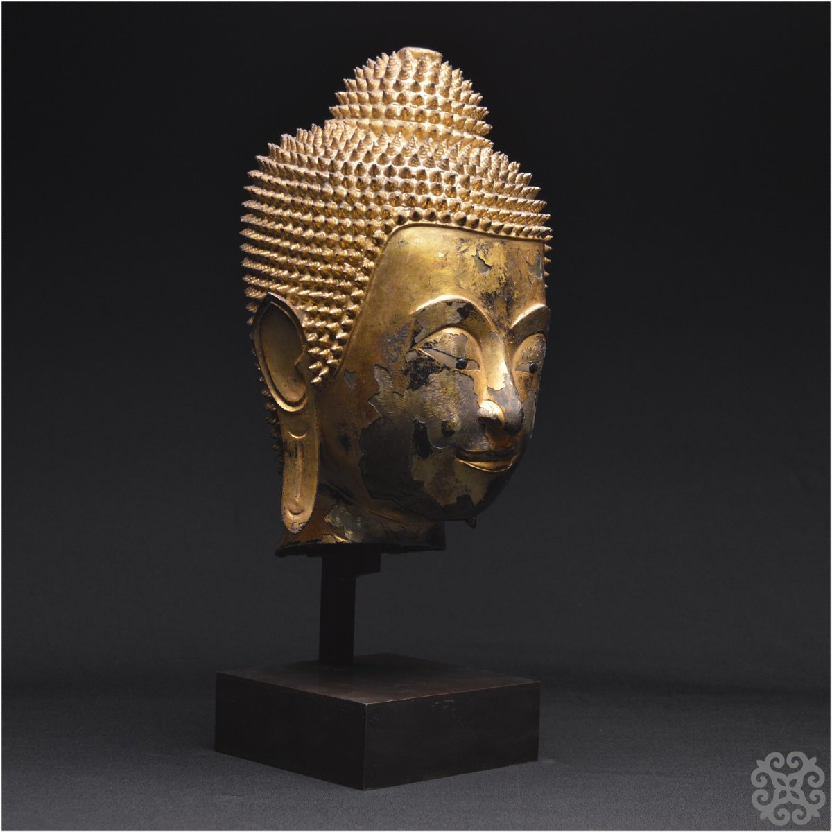 Former Kingdom Of Siam, Ayutthaya, 16th–17th Centuries, Buddha Head In Lacquered And Gilded Bronze-photo-2