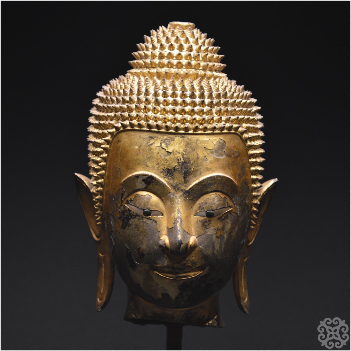 Former Kingdom Of Siam, Ayutthaya, 16th–17th Centuries, Buddha Head In Lacquered And Gilded Bronze-photo-3
