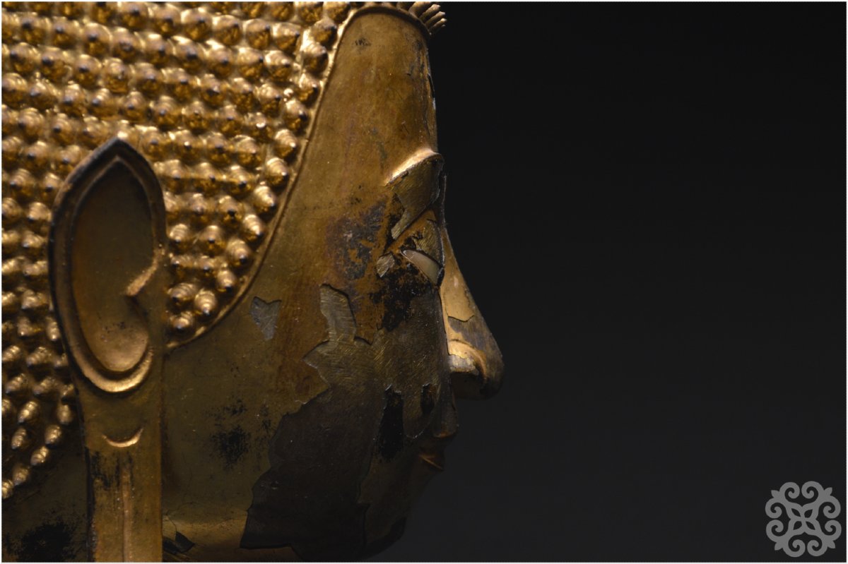Former Kingdom Of Siam, Ayutthaya, 16th–17th Centuries, Buddha Head In Lacquered And Gilded Bronze-photo-5