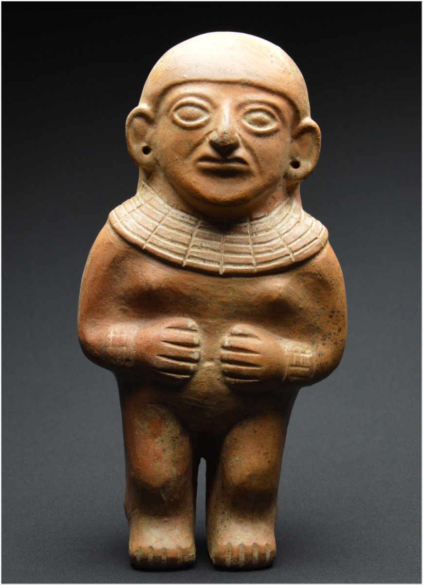 Pérou, 500 - 700 ap J.-C., Cuture Mochica, Importante statuette anthropomorphe en céramique