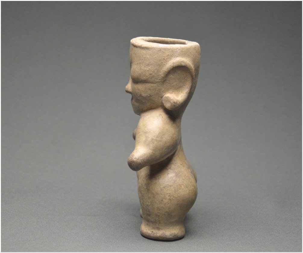 Colombia, Zenú Civilization, 1000 - 1500 Ad, Ceramic Figure With Gray-beige Slip-photo-2