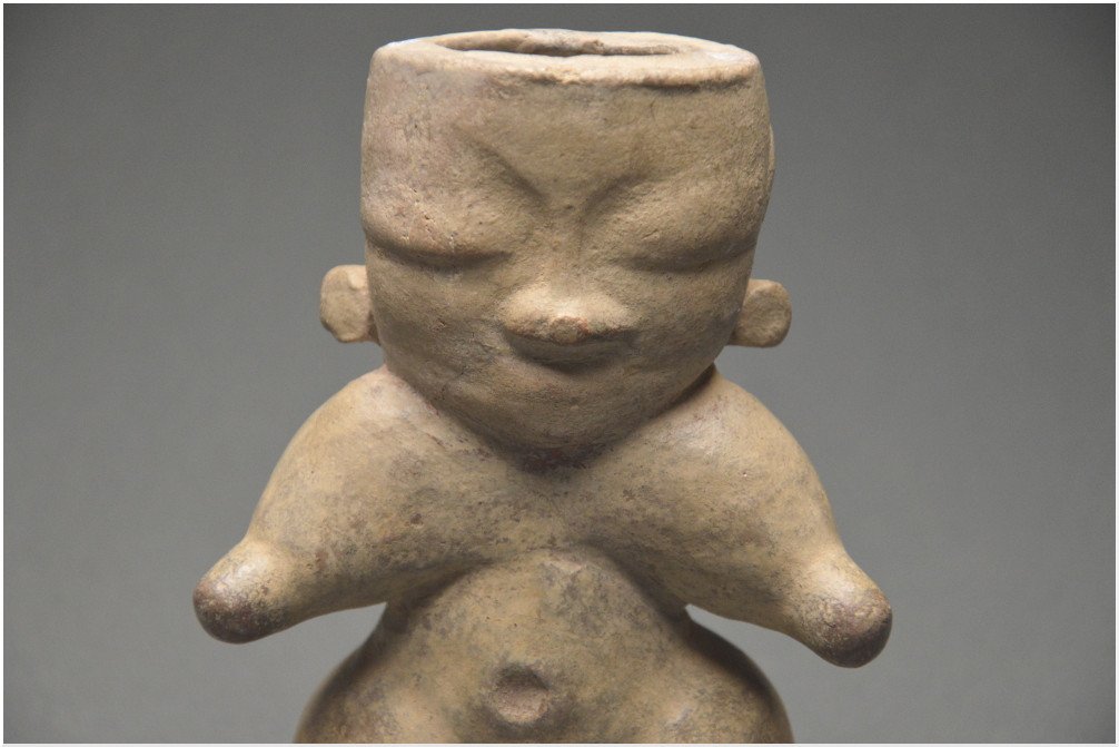 Colombia, Zenú Civilization, 1000 - 1500 Ad, Ceramic Figure With Gray-beige Slip-photo-4