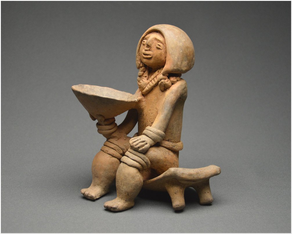 Colombie / Culture Tayronas, 800 - 1200 ap J. -C. /  Grande représentation en céramique d'un shaman / Art Précolombien 