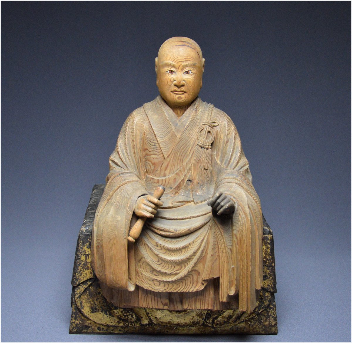 Zen Buddhism, Japan, Edo Period (1616–1868), Important Wooden Group Representing Bodhidharma And An Arhat-photo-3