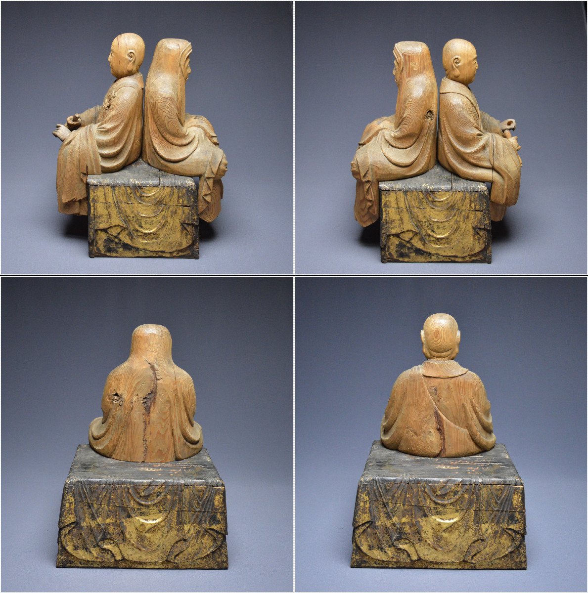 Zen Buddhism, Japan, Edo Period (1616–1868), Important Wooden Group Representing Bodhidharma And An Arhat-photo-7