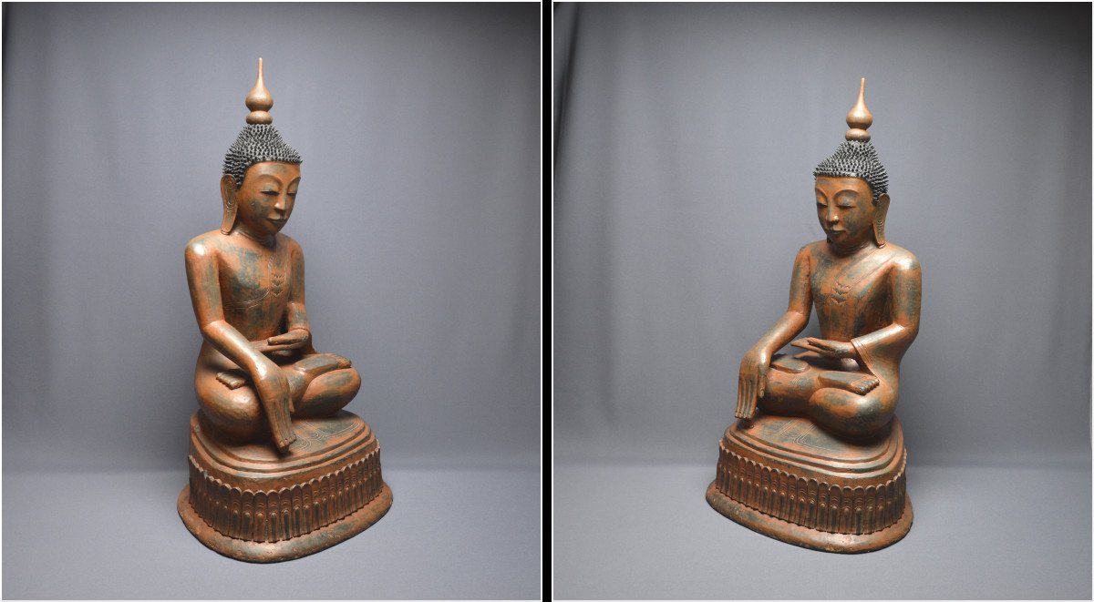 Burma, XVIIIth - XIXth Centuries, Shan State, Great Buddha Maravijaya, Dry Lacquer-photo-3
