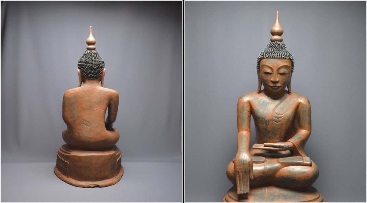 Burma, XVIIIth - XIXth Centuries, Shan State, Great Buddha Maravijaya, Dry Lacquer-photo-2