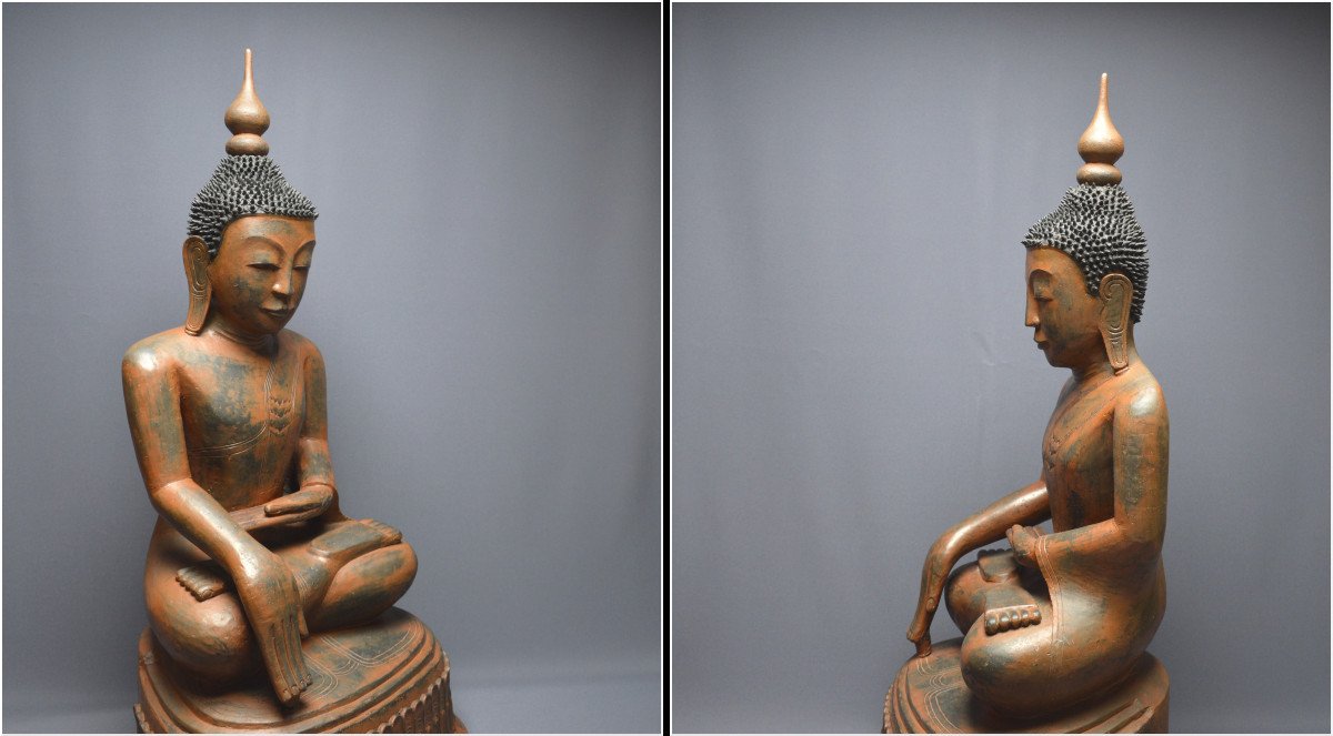 Burma, XVIIIth - XIXth Centuries, Shan State, Great Buddha Maravijaya, Dry Lacquer-photo-3