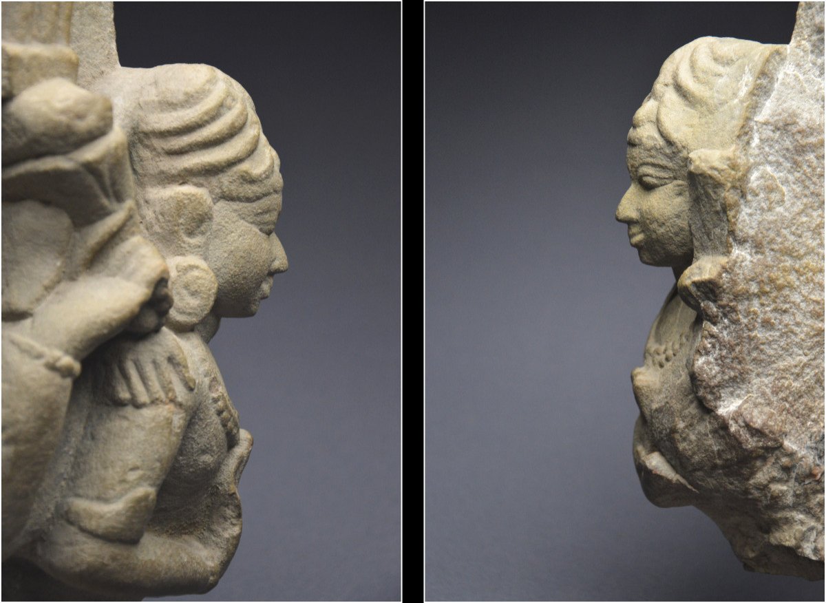 India / Medieval Period - 11th Century / Fragment Of A Sandstone Stele Representing Vishnu-photo-5