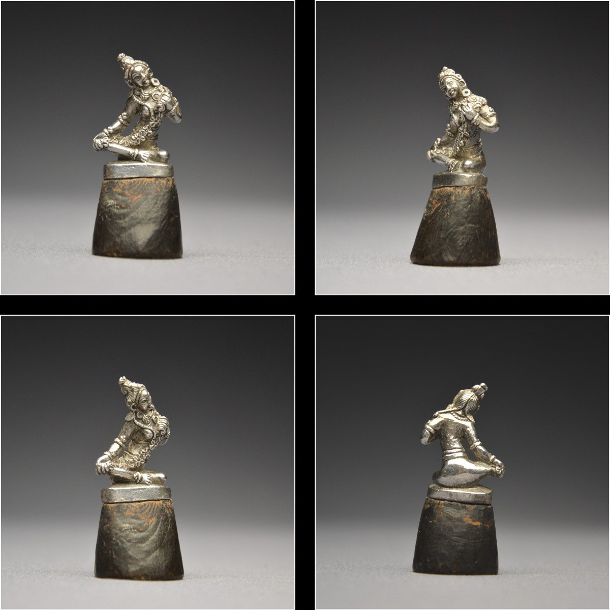 Tibet, 19th Century, Rare Set Of Silver Buddhist Figurines-photo-3