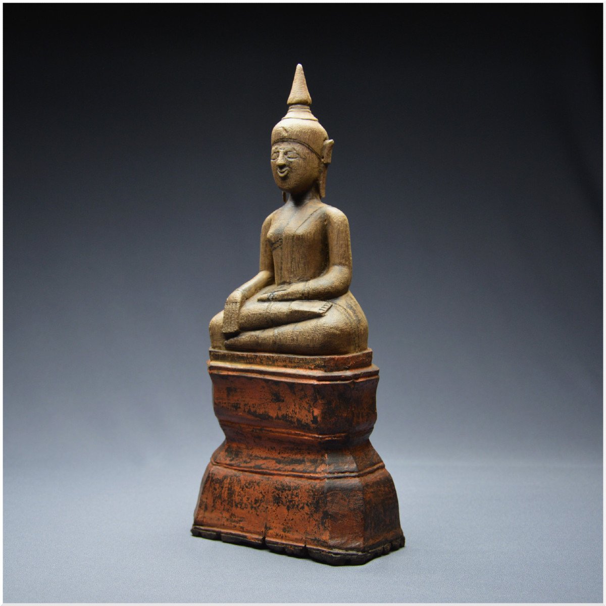 Laos, 18th - 19th Century, Maravijaya Buddha In Lacquered Wood-photo-3