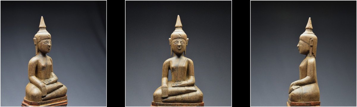 Laos, 18th - 19th Century, Maravijaya Buddha In Lacquered Wood-photo-3